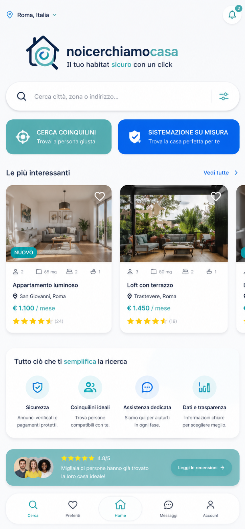 Schermata app Noi Cerchiamo Casa